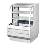 Turbo Air TCGB-36DR-W white curved-glass dry bakery display case