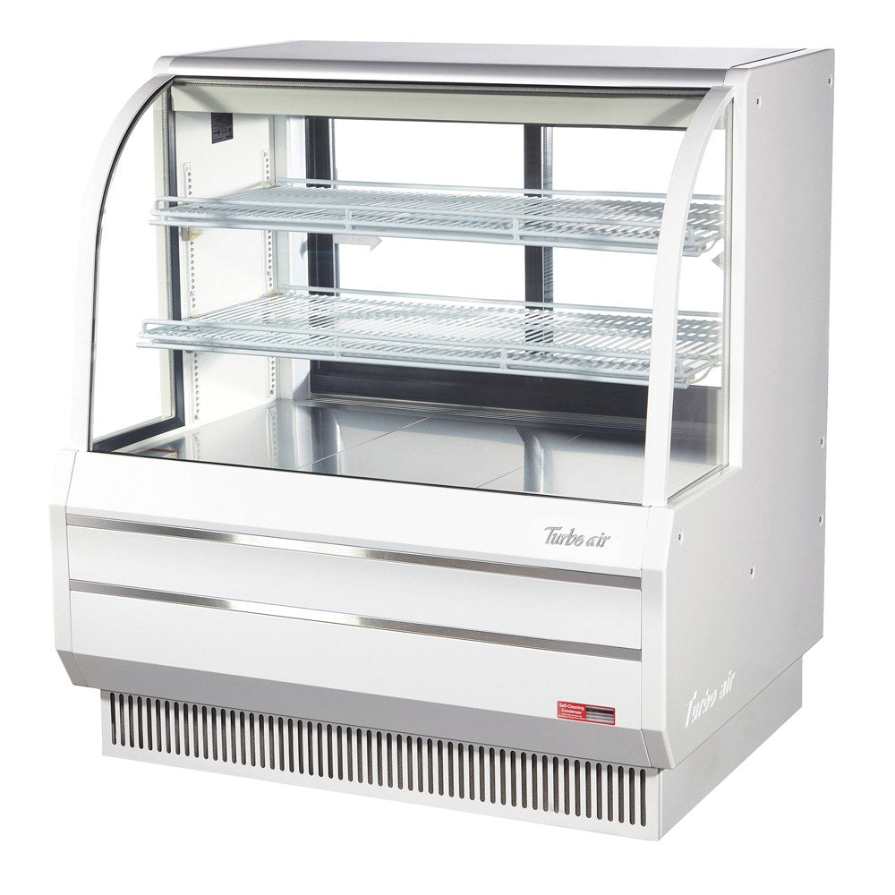 Turbo Air TCGB-48DR-W white curved-glass dry bakery display case