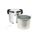 Thunder Group SEJ22000 stainless steel rice warmer with the inner pot removed and rice spatula alongside
