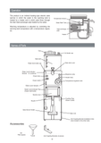 Taiji TS-2 operating diagram showing indirect heating, sake tank, water-level indicator, nozzle and supplied accessories