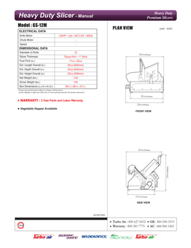 GS-12M original manufacturer technical drawing page with installation dimensions and plan views.