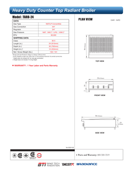 TARB-24 original manufacturer technical drawing page with installation dimensions and plan views.