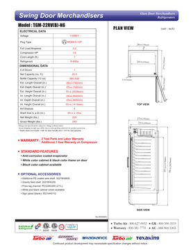 TGM-22RV-N6 original manufacturer technical drawing page with installation dimensions and plan views. Original sheet also covers the named alternate finish; match the selected model and supplied unit.
