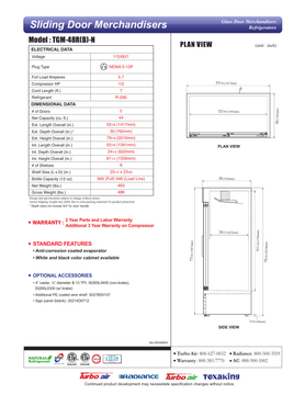 TGM-48R-N original manufacturer technical drawing page with installation dimensions and plan views. Original sheet also covers the named alternate finish; match the selected model and supplied unit.