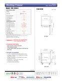 TWF-28SD-N original manufacturer technical page with exact freezer plan, front and side views.