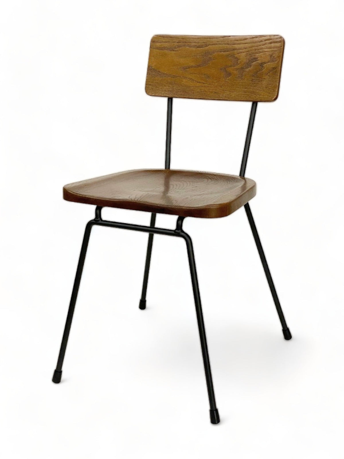 Walnut solid ashwood seat and back restaurant chair with metal frame