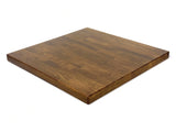 White oak butcher block tabletop in light walnut finish, square example