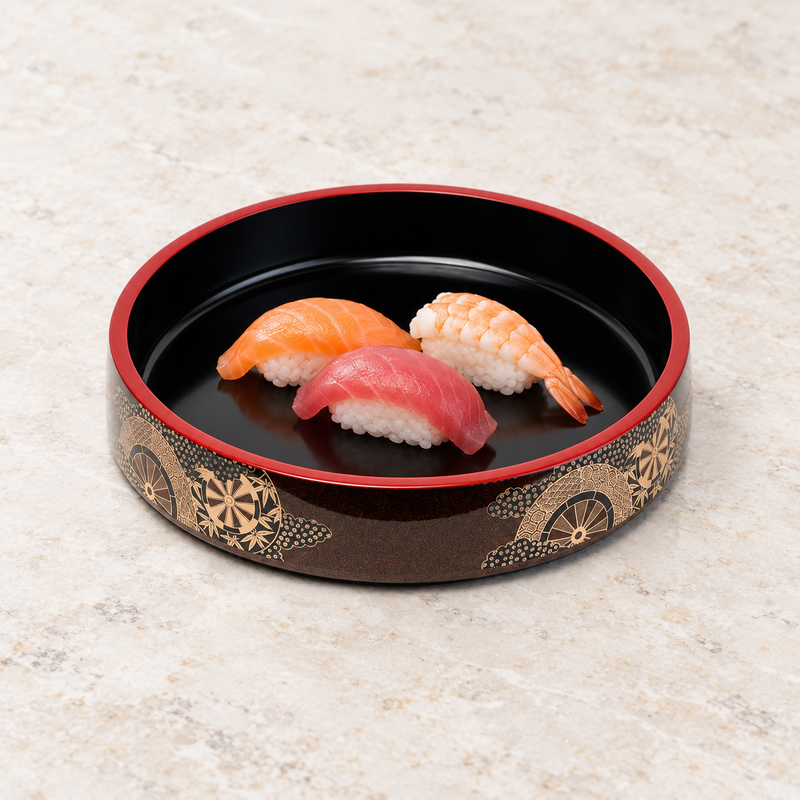 WO-17-2 small decorated sushi oke with nigiri on a stone table