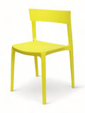 Yellow open-back plastic restaurant chair