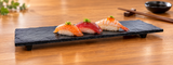 YG-1012MB single matte-black slate-style platter with nigiri; serving suggestion