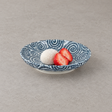 Blue spiral porcelain plate with mochi