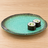 YW219-GR green ceramic plate with sushi