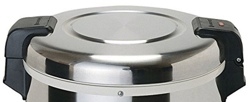 Original-photo detail of the store-listed Zojirushi THA-803S outer lid and black side fittings.