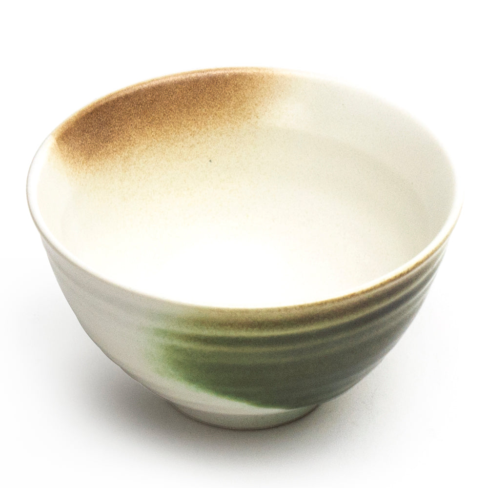 Round Rice Bowl 4.5", Green/Brown