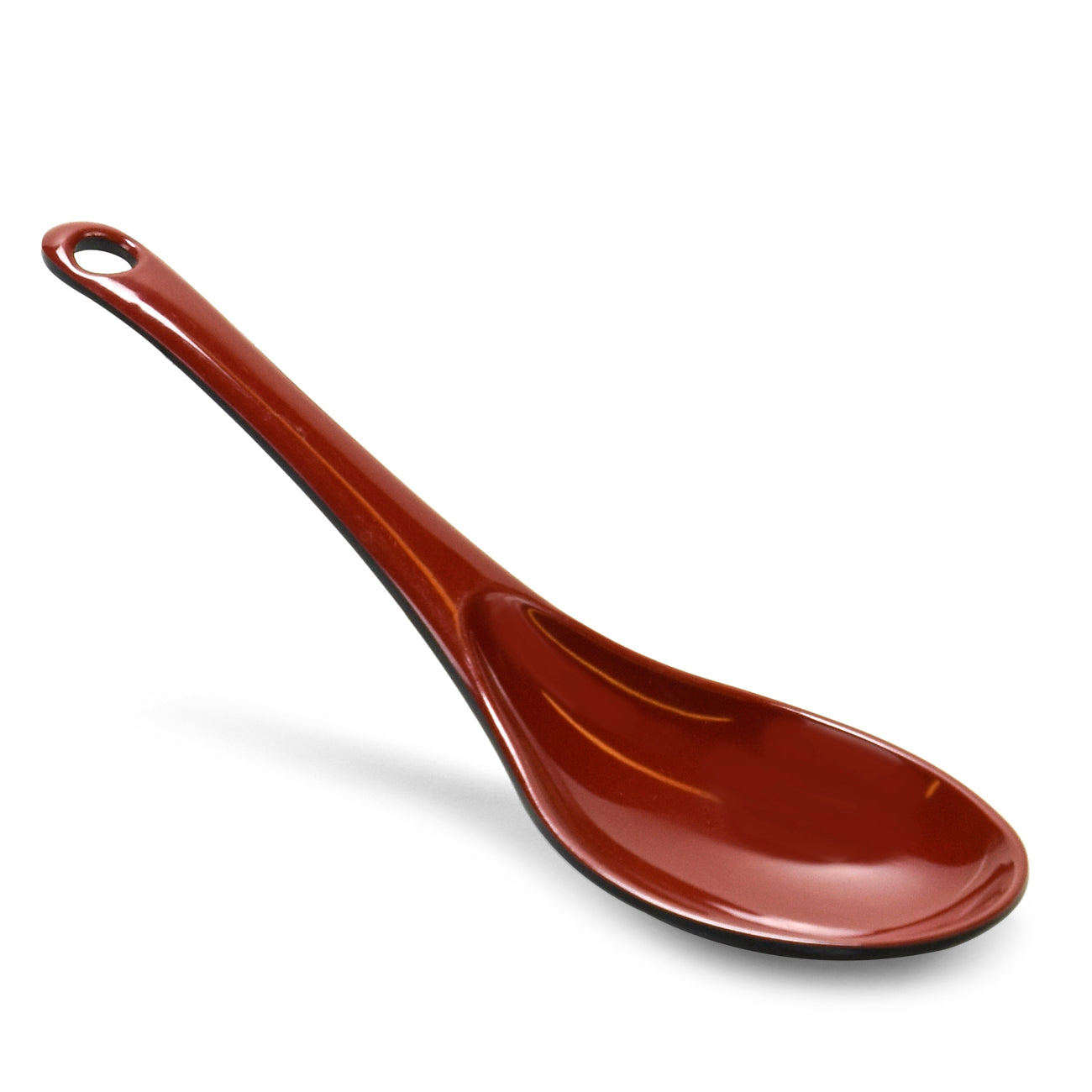 Melamine Soup Spoon 8-1/2", Black/Red
