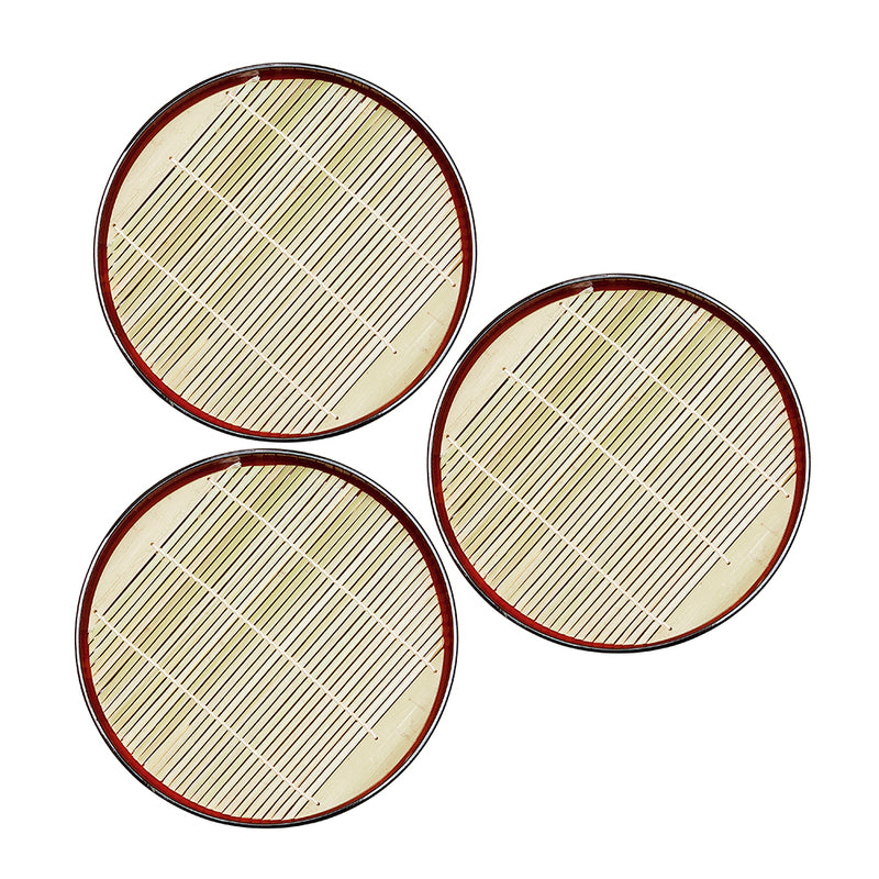05032-5 three-piece soba tray set — three round tray settings