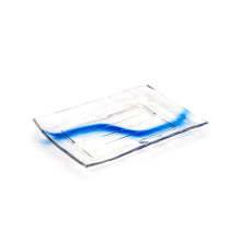 12″ × 8⅜″ Clear & Blue Plastic Rectangular Plate — Blue Streak