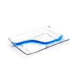 Clear Blue Streak Plastic Rectangular Platter 14"x10"