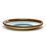 Lacquer Round Platter 13-1/8", Blue/Brown