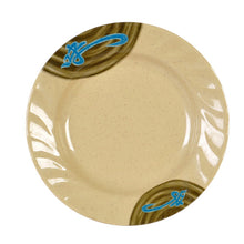 10½″ Blue & Brown Melamine Curved-Rim Plate — Wei
