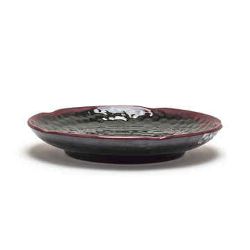 6" Melamine Lotus Shape Plate, Tenmoku