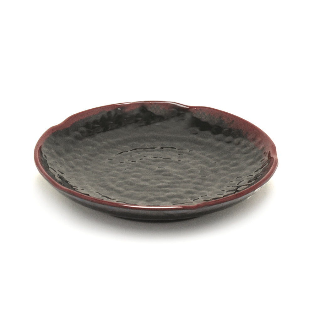 6" Melamine Lotus Shape Plate, Tenmoku