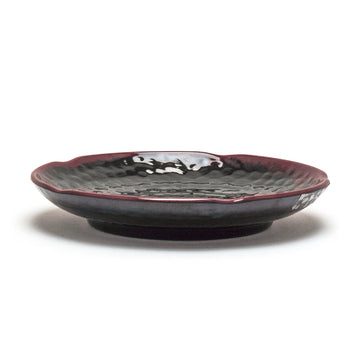 7-1/4" Melamine Lotus Shape Plate, Tenmoku