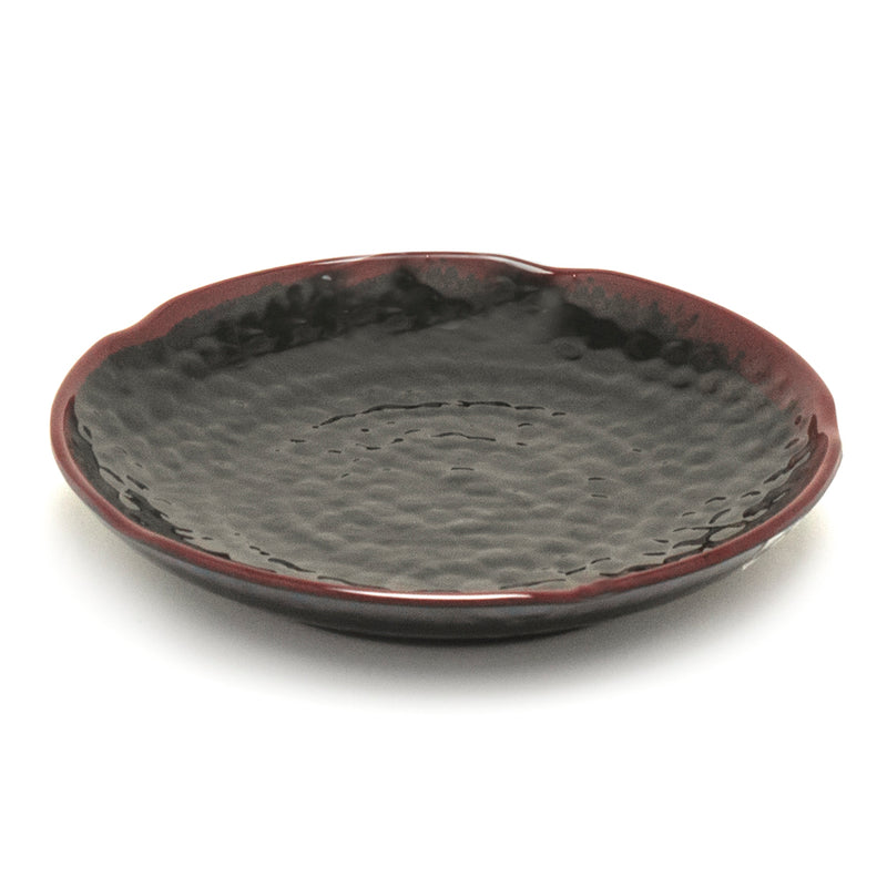 8¼″ Black & Brown Tenmoku Melamine Lotus-Shaped Plate