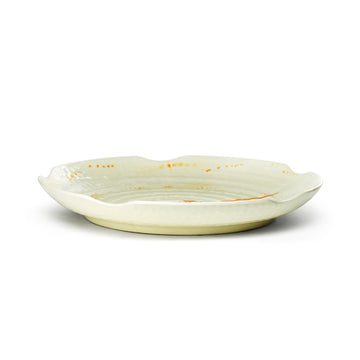 12" Melamine Lotus Shape Plate, Gold Orchid