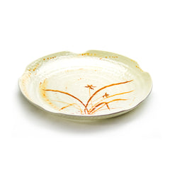 12" Melamine Lotus Shape Plate, Gold Orchid