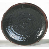 12″ Black & Brown Tenmoku Melamine Lotus-Shaped Plate