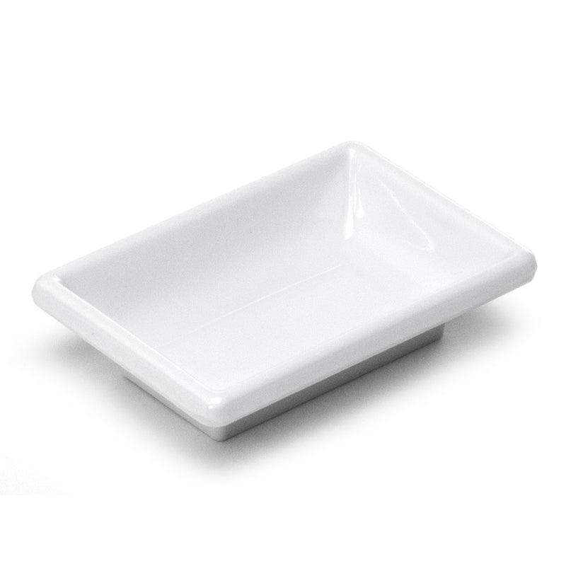 White Rectangular Melamine Sauce Dish — 2 oz