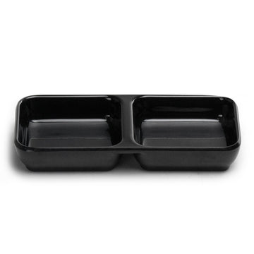 3"X6" Melamine Twin Square Sauce Plate 4oz, Black