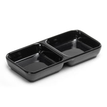 6″ × 3″ Black Melamine Twin-Square Sauce Plate — 4 oz