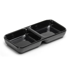 3"X6" Melamine Twin Square Sauce Plate 4oz, Black