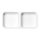 3"X6" Melamine Square Twin Sauce Plate, White