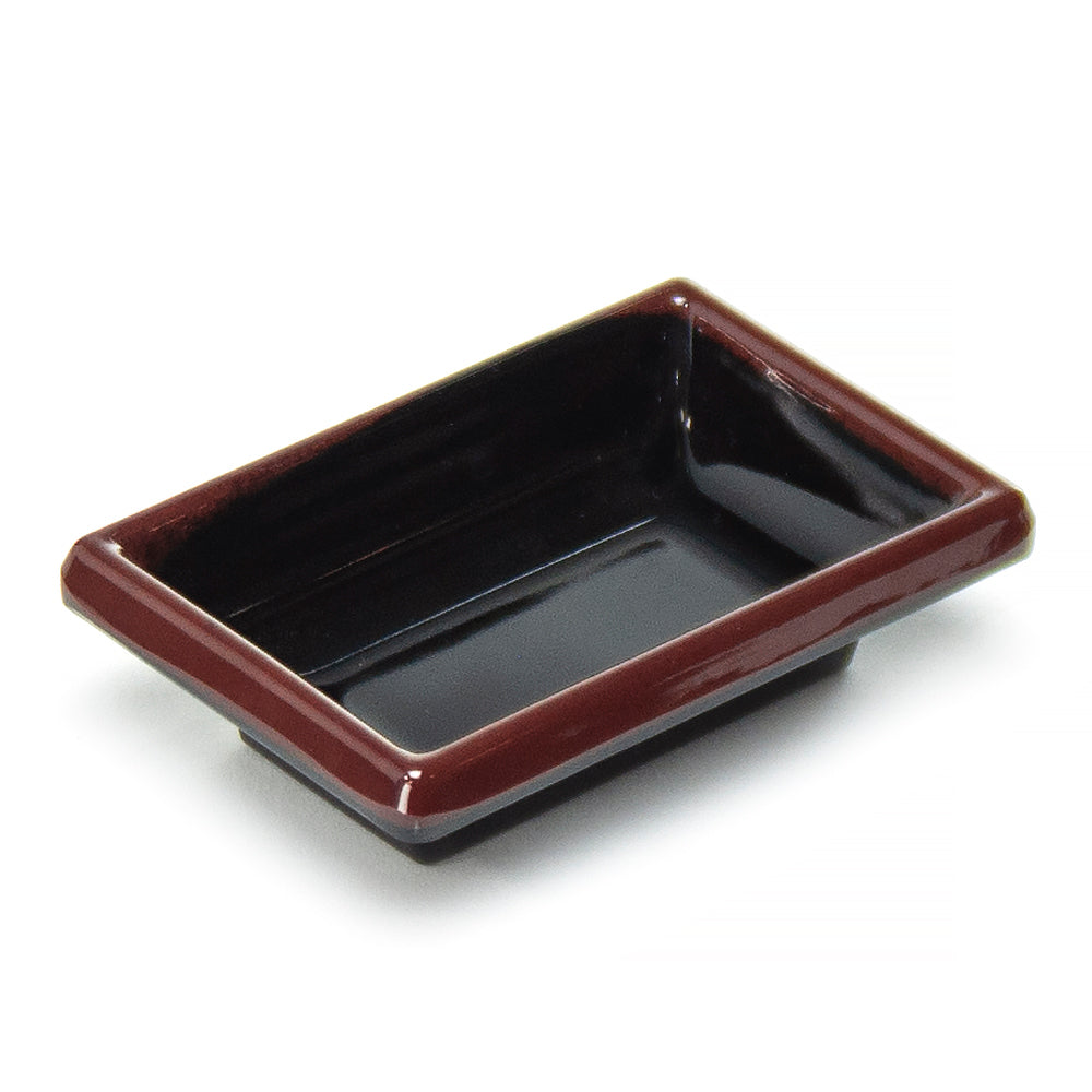 3-3/4" Melamine Rectangular Sauce Dish, Tenmoku