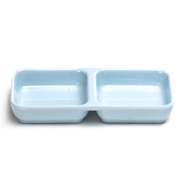 3"X6" Melamine Twin Sauce Plate, Blue Jade