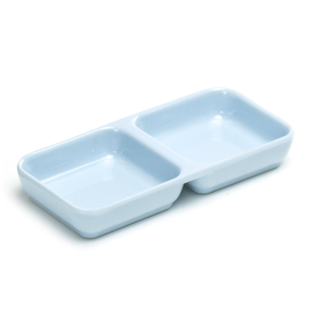 3"X6" Melamine Twin Sauce Plate, Blue Jade