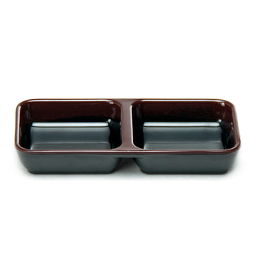 6"X3" Melamine Twin Sauce Dish, Tenmoku