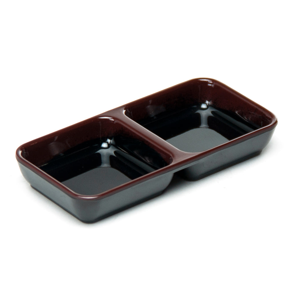 6"X3" Melamine Twin Sauce Dish, Tenmoku