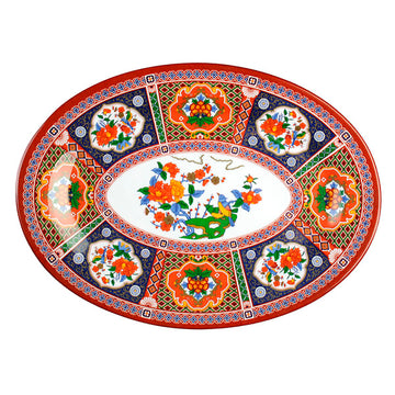 14"X10" Melamine Oval Platter, Peacock