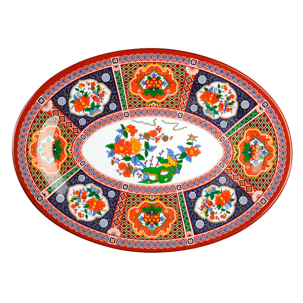 12"X8-5/8" Melamine Oval Plate, Peacock