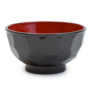 Lacquer Hammered Miso Soup Bowl 4.5", Black/Red