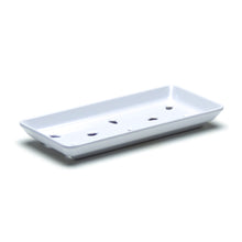 White Perforated Melamine Sushi Case Plate — 8 × 3¾ in