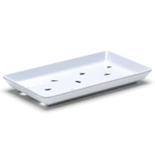 White Perforated Melamine Sushi Case Plate — 8¾ × 5 in