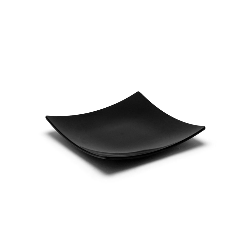 6" Melamine Square Flare Plate, Black