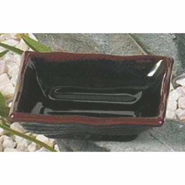 4" Melamine Rectangular Wave Sauce Dish, Tenmoku