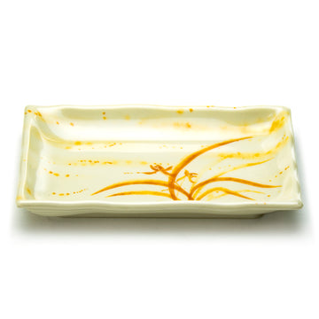 8-1/2" Melamine Rectangular Plate, Gold Orchid