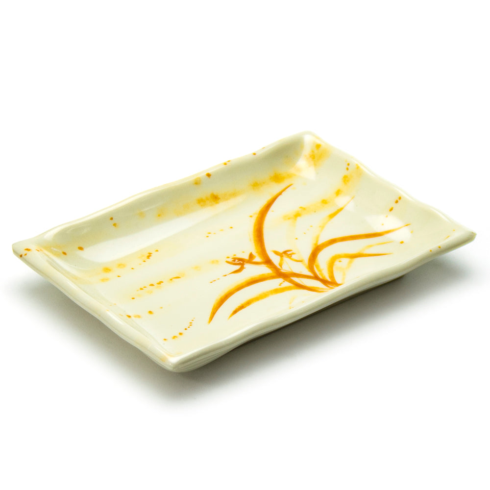 8-1/2" Melamine Rectangular Plate, Gold Orchid